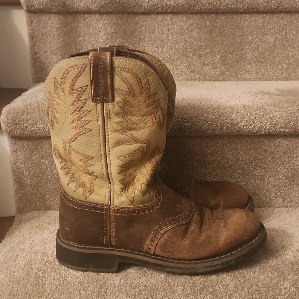 Justin Original Work Boots "Stampede" Brown Leather Western Work Boots Size 11 D